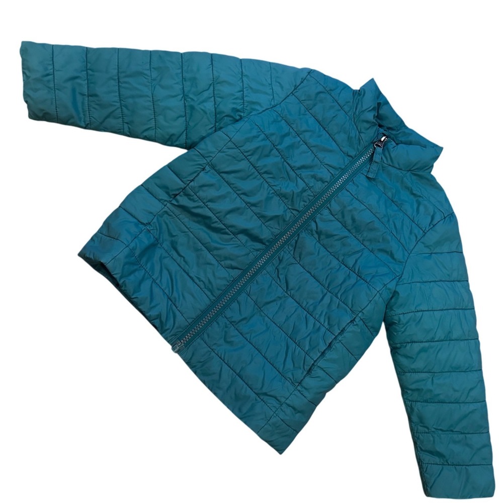 Lands End Kids Teal Green/Blue Quilted Puffer Jacket Full Zip Lightweight 3T - Picture 2 of 5